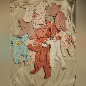 Carter's Baby Girl Pajamas and outfits  Bundle Lot of 16 Pieces Preemie